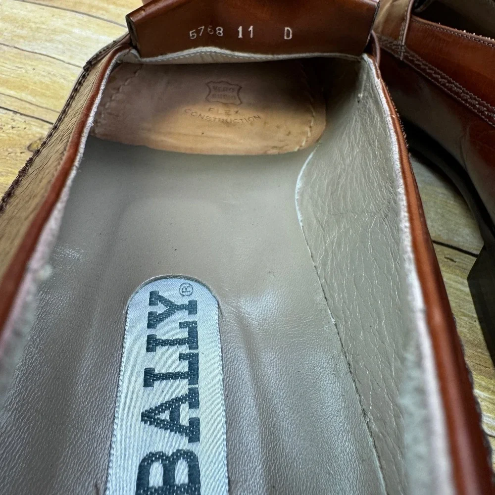 Rare Vintage Bally Italy Men's 11D DINO Leather Kiltie Bow Loafer Deadstock NWOB